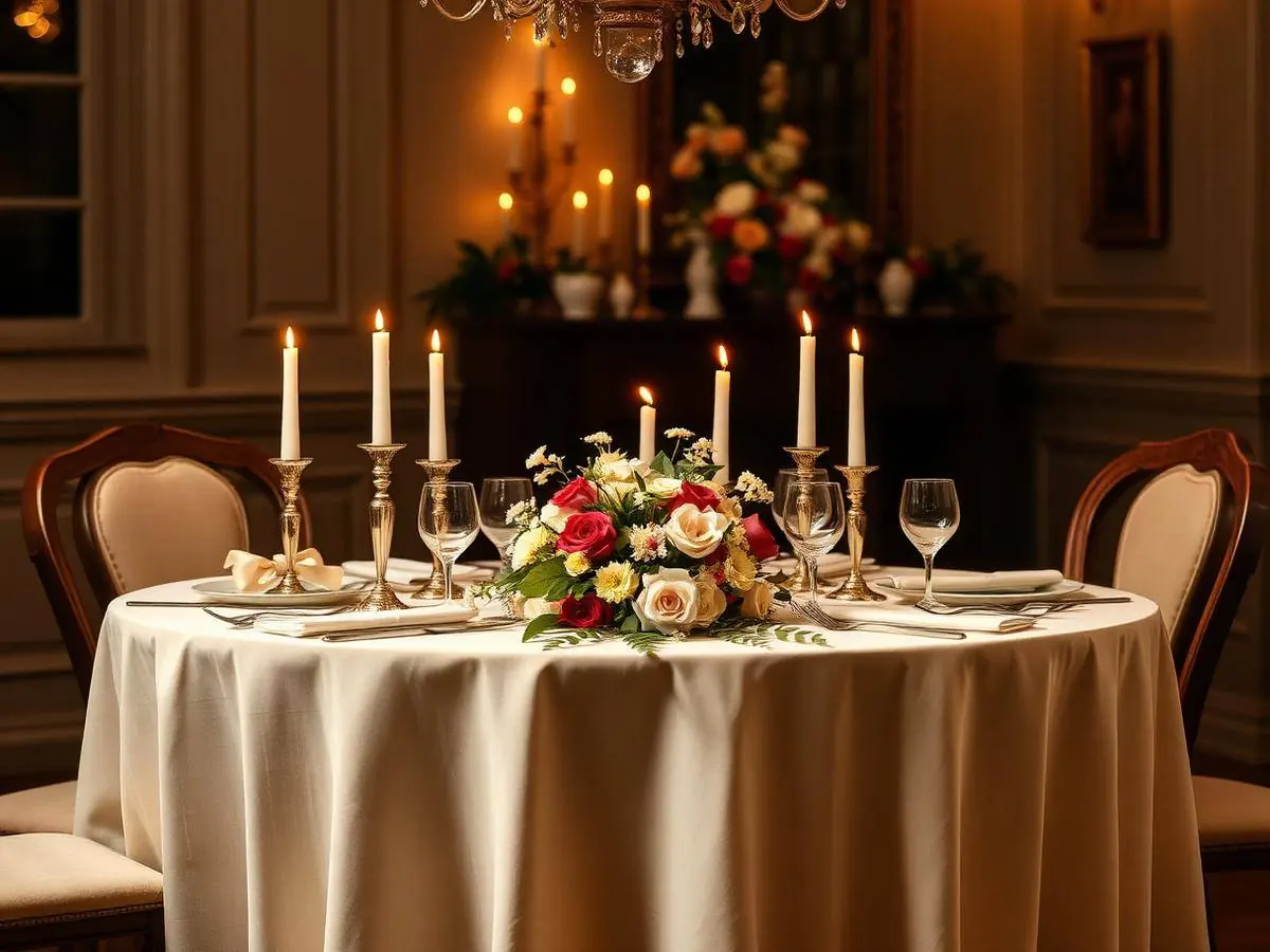Table d'anniversaire décorée avec bougies et fleurs