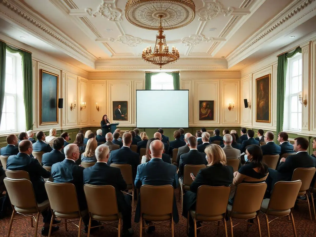 Salle de séminaire installée pour une soixantaine de participants